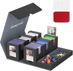 Gomyrod Card Deck Box with 4 Commander Display & Dice Tray (Black & Grey)