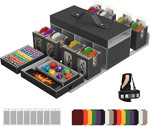 Cortile MTG Commander Deck Box 8-Deck Case,3 Dice Trays &Shoulder Strap