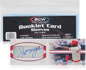 BCW Booklet Card Sleeves - 50 Pack | Crystal Clear Polypropylene Sleeves for Ultimate Preservation and Display | 7 3/8 x 2 5/8 Inches | Acid-Free Protection for Trading Card Booklets