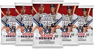 Topps 2026 Series 1 Baseball Trading Cards Value Pack Bundle – 5 Sealed Packs (14 Cards Per Pack) – MLB Collectible Cards