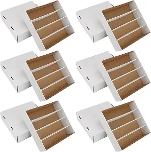 Trading Card Storage Box 3120 Count Collector Cards Box White Sports Card Storage Boxes Card Sorting Tray Cases Cards Collection Trading Cards Box for Soccer Basketball Cards(6 Set)