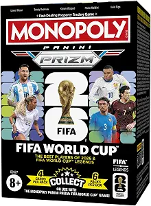 Monopoly Panini Prizm: FIFA World Cup Trading Cards Booster Box | Current Stars and Legends | 2+ Players, Ages 8+ | Gifts for Soccer Fans