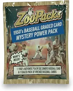 1950's PSA or SGC Graded Baseball Card + 1 Vintage Pack of Topps Baseball Cards - by ZOO PACKS