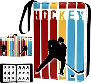 900 Pocket Zippered Hockey Card Binder, 9-Pocket Trading Card Album with 50 Removable Sleeves, PU Leather Waterproof Sports Card Holder for NHL Hockey Cards Storage Display Case Gift
