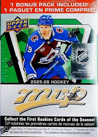 2025-26 NHL UPPER DECK MVP Hockey Factory Sealed Blaster Box 77 Cards