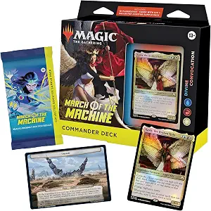 Magic: The Gathering March of The Machine Commander Deck - Divine Convocation (100-Card Deck, 10 Planechase Cards, Collector Booster Sample Pack + Accessories)