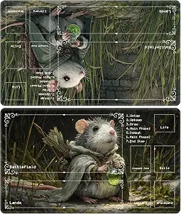 Playmat for MTG with Zones (2 Pack), Card Game Mat Non-Slip Rubber Base and Stitched, 24 x 14 inch TCG Play Mat for MTG and Other Card Games, Alchemist Mouse