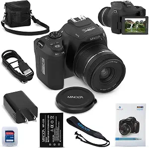 Minolta MNB10Z 64MP 4K Bridge Camera, 10X Optical Zoom, Flip LCD (Black)