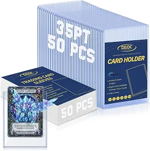 DEDC 50 Top loaders and 50 Soft Penny Sleeves Bundle, 3" x 4" Rigid Hard Card Sleeves Protectors Compatible with Standard TCG/CCG Gaming Cards, Baseball Sports Cards & Photocards, Archival Safe