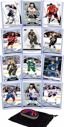 Hockey Cards: Connor McDavid, Jack Hughes, Brad Marchand, Sidney Crosby, David Pastrnak, Patrice Bergeron, Alexander Ovechkin, Kirill Kaprizov, Quinn Hughes, Nathan MacKinnon, Auston Matthews, Leon Draisaitl (12) Assorted Cards Gift Pack