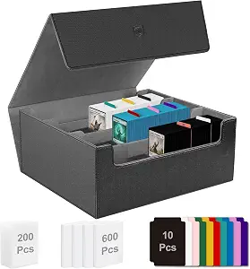 Trading Card Storage Box, Holds 1800 Sleeved Card, PU Magnetic Closure