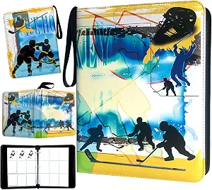 Hockey Card Binder 900 Pockets, Trading Card Binder Holder with 50 Removable Sleeves Fits 900 Sport Cards, Hockey Card Gifts Collector Album with Zipper Storage Display Case