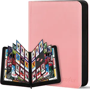 30 Pack 9 Pocket Card Binder, Premium Zip Trading Card Binder, 540 Large Capacity Side-Loading Card Storage Album, PU Card Collection Binder for Gifts, TCG, MTG, Baseball Football Sport Cards, Pink