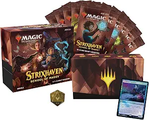 Magic The Gathering Strixhaven Bundle | 10 Draft Boosters (150 Magic Cards) + Accessories, Brown