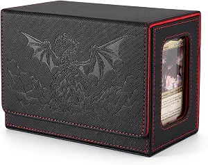Venssu Dragon Themed MTG Commander Deck Box with Dice Tray (Black&Red)