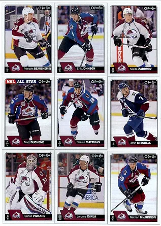 2016-17 O-Pee-Chee Hockey Colorado Avalanche Team Set of 19 Cards in Protective Snap Case: Nikita Zadorov(#48), Erik Johnson(#77), Francois Beauchemin(#119), John Mitchell(#150), Shawn Matthias(#167), Matt Duchene(#185), Nathan MacKinnon(#205), Jarome Iginla(#246), Calvin Pickard(#257), Nick Holden(#315), Blake Comeau(#340), Gabriel Landeskog(#368), Tyson Barrie(#382), Mikkel Boedker(#412), Cody McLeod(#451), Reto Berra(#468), Mikhail Grigorenko(#476), Carl Soderberg(#509), Semyon Varlamov(#520)