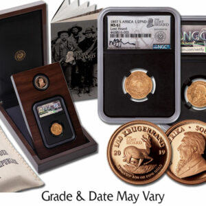 1895 South Africa 1/2 Pond + 1/10 oz Gold Krugerrand - 2-Coin Lost Hoard Set Coins Scarce and Unique Coin Division NGC AU58