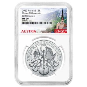 2022 Austria 1 oz Silver Philharmonic €1.50 Coin NGC MS70 FR Exclusive Austrian Label