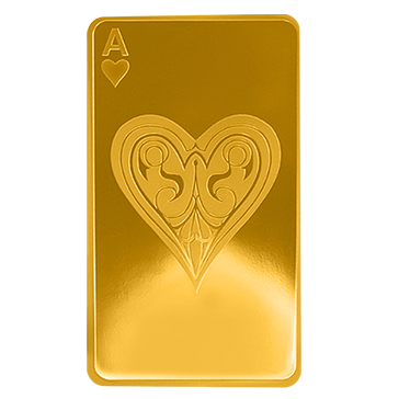 10 oz Silver Ace of Hearts Bar (.9999) 24K Gold Plated