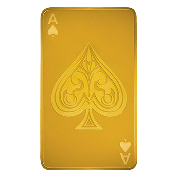 10 oz Silver Ace of Spades Bar (.9999) 24K Gold Plated