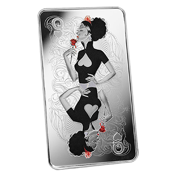 10 oz Silver Bar .999 - Queen of Hearts
