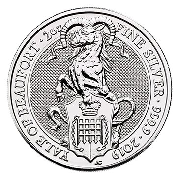 2 oz 2019 Silver Coin.9999 Queen's Beast- The Yale of Beaufort
