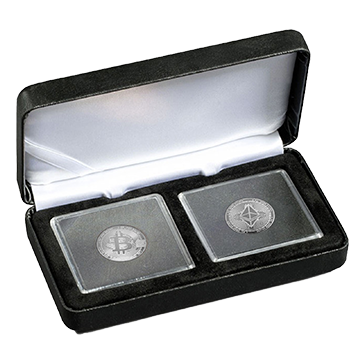 2 oz Silver Cryptocurrency Bitcoin and Ethereum Round Set