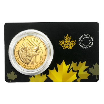 2014 1 oz Gold Canadian Howling Wolf Coin - Call of the Wild Series