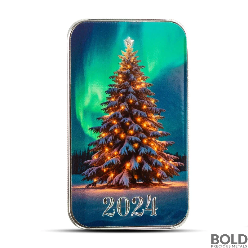 1 oz Lighting the Tree Silver Bar (Color)