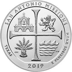 2019 San Antonio Missions ATB 5 oz Silver Coin - America The Beautiful