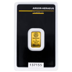2 gram Argor-Heraeus Kinebar Gold Bar