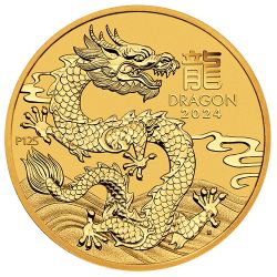 2024 2 oz Perth Mint Gold Lunar Dragon Coin - Series III