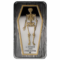10 oz Skeleton Gilded Silver Bar