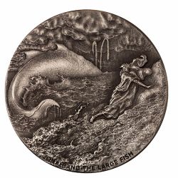 2024 2 oz Jonah and the Large Fish Antique Silver Coin - Biblical Series
