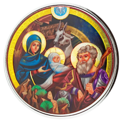 1 oz Bethlehem Nativity Colored Silver Round