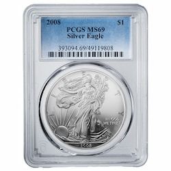 2008 PCGS MS-69 1 oz American Silver Eagle Coin