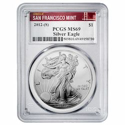 2012-(S) PCGS MS-69 1 oz American Silver Eagle Coin Struck at San Francisco