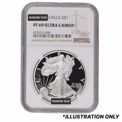 NGC PF-69 1 oz American Silver Eagle Proof Coin - Random Year