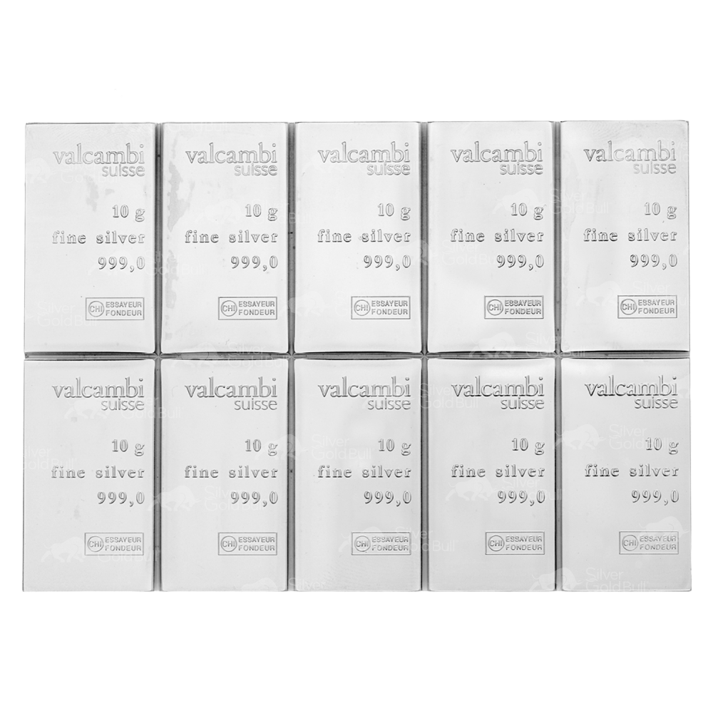 100 gram (10 x 10 g) CombiBar Silver Bar | Valcambi