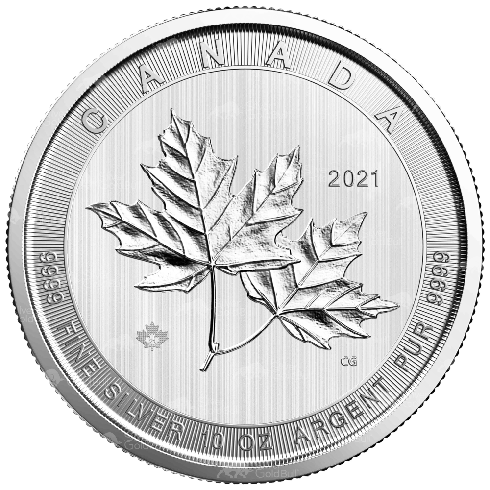 10 oz 2021 Royal Canadian Mint Magnificent Maple Leaves Silver Coin | CW