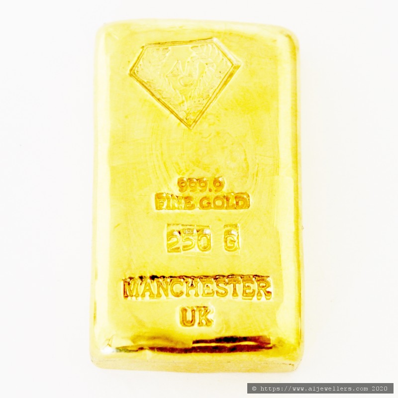 250g A1J 999.9 Fine Gold Bar Casted