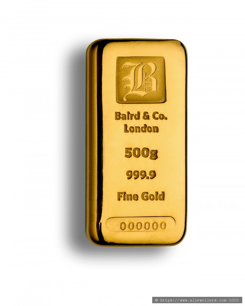 500g Baird & Co 999.9 Fine Gold Bar Casted