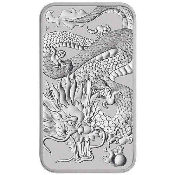 2022 1 oz Australia Perth Mint Silver Dragon Bar Coin