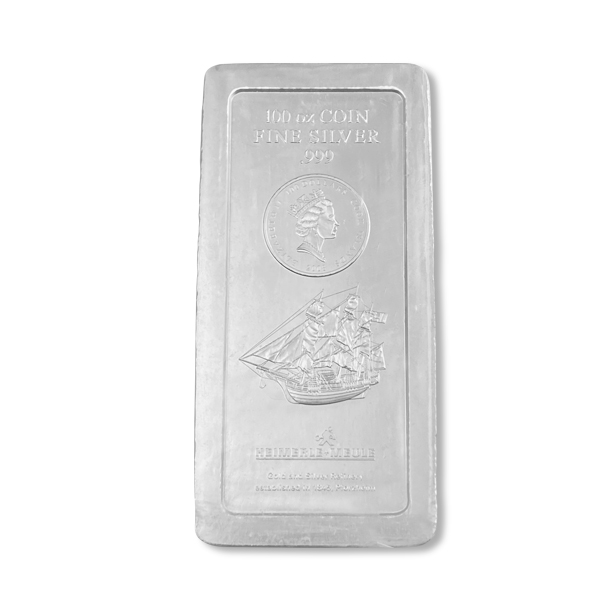 2008 Cook Islands Bounty 100 oz Silver Bar