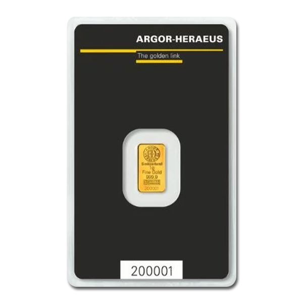 Argor-Heraeus Kinebar 1 gram Gold Bar (New in Assay)