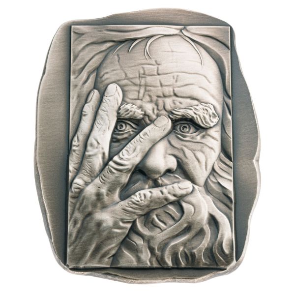Argentia Thinking Man 10 oz Silver Bar – Antiqued