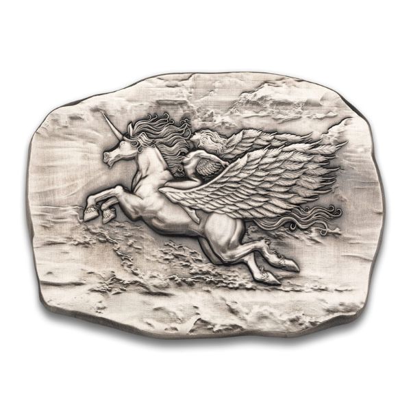 Argentia Winged Unicorn 10 oz Silver Bar -Antiqued