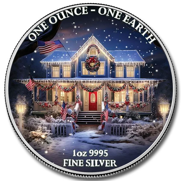 2022 Fiji 1 oz Earth Christmas House Silver Coin
