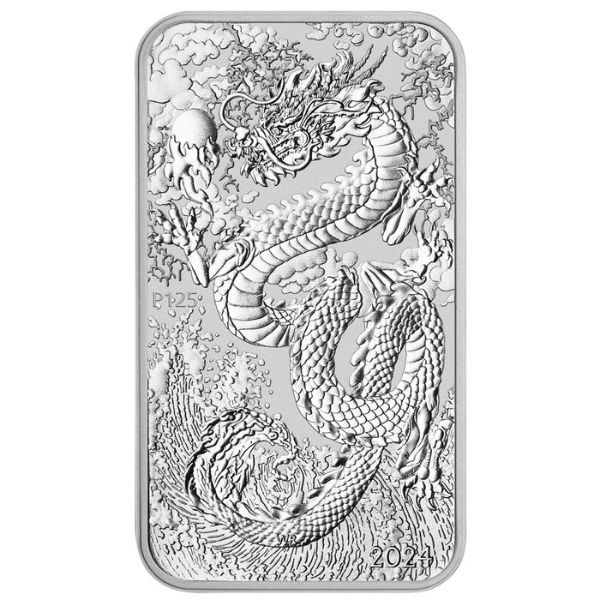 2024 1 oz Australia Perth Mint Silver Dragon Bar Coin (BU)
