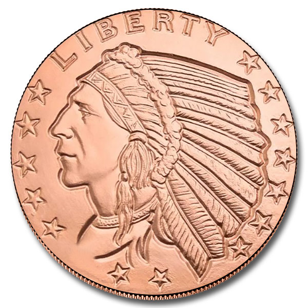 GSM Incuse Indian 1 oz Copper Round (New)